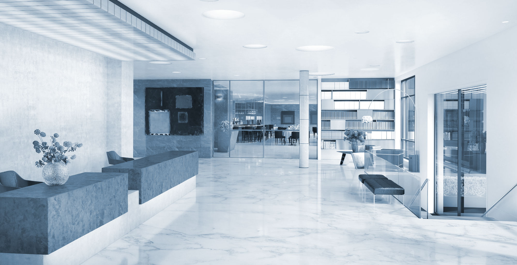 Bright contemporary reception interior